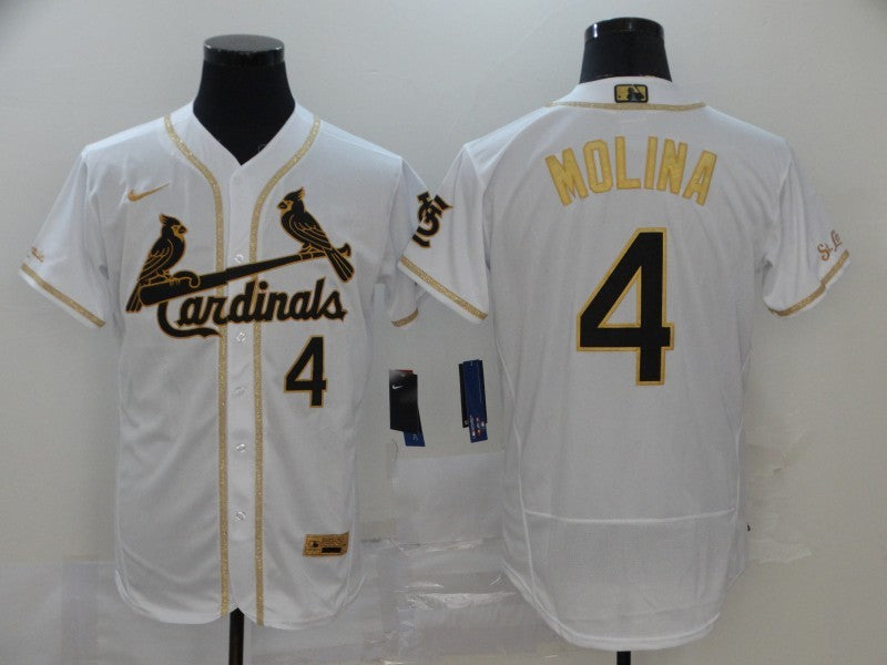 Men's St. Louis Cardinals Yadier Molina #4 White Stitched Jersey